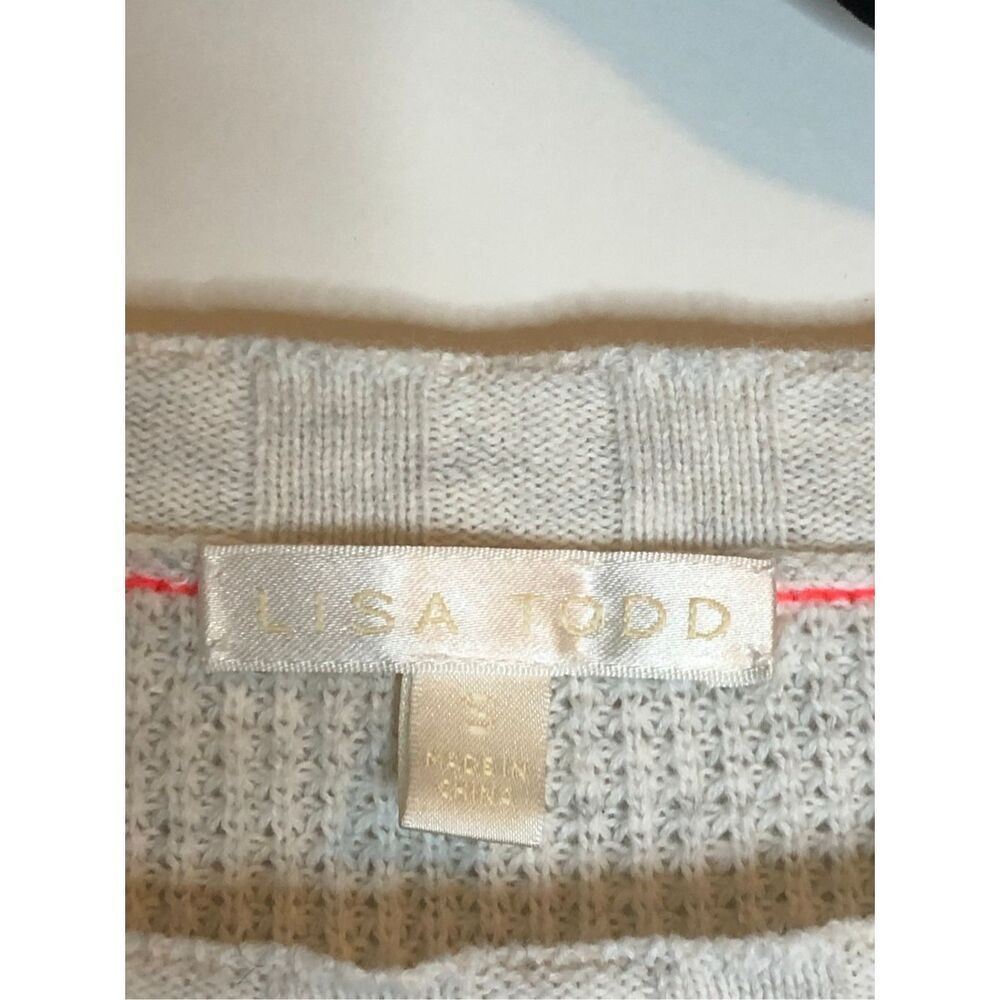 Lisa Todd Embroidered Ice Cream Cone "what's the scoop" Waffle Sweater sz S quir - Picture 4 of 8